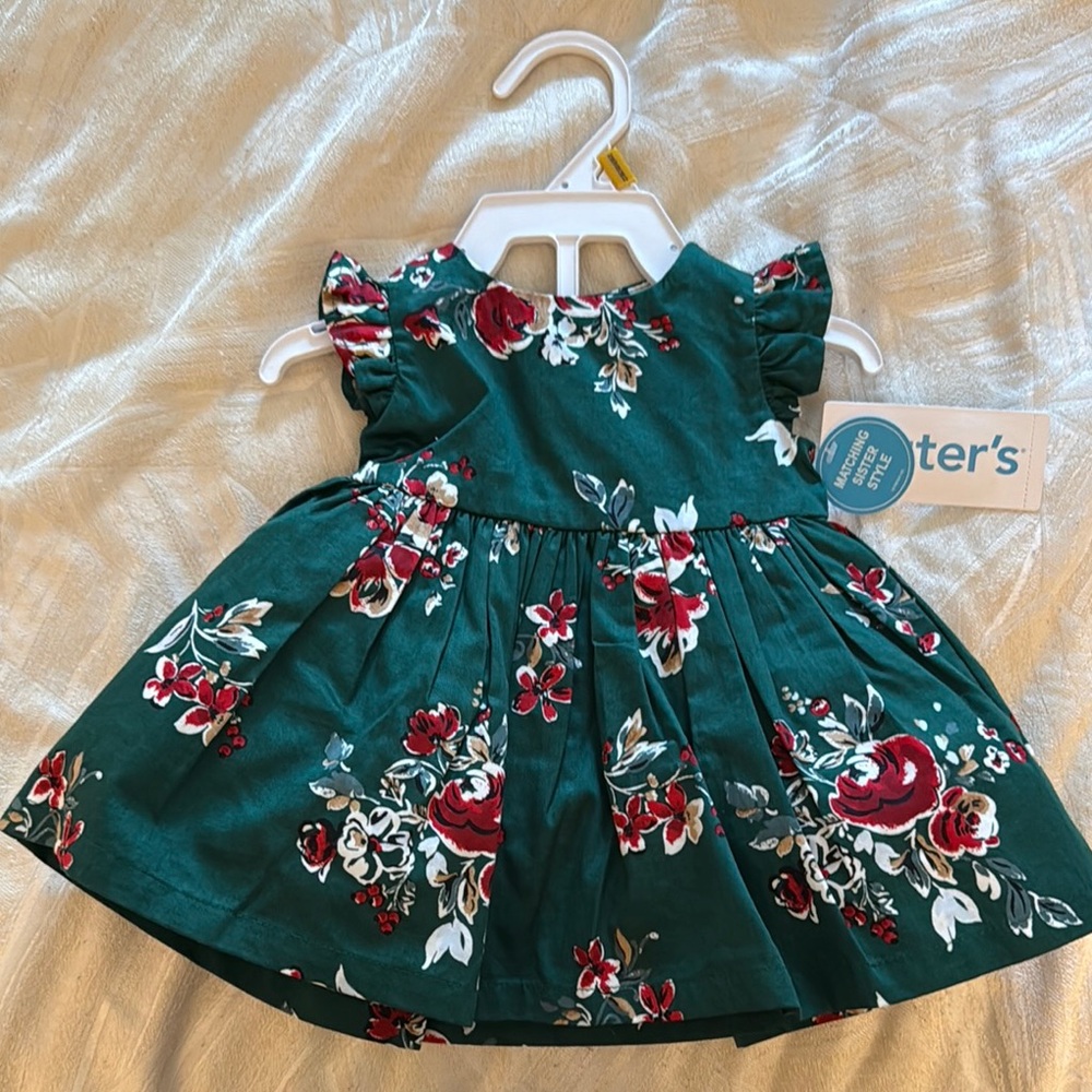 Carter's Green Floral Baby Dress